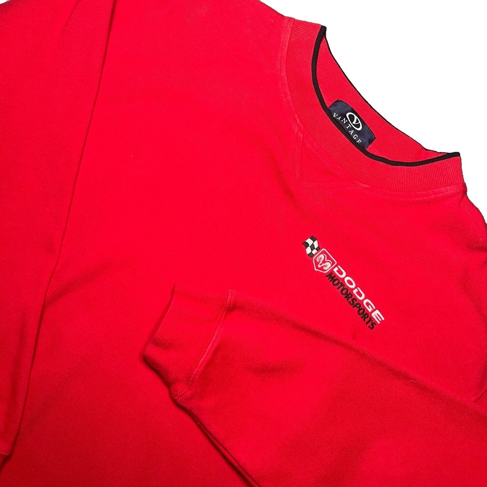 Vintage Dodge Motorsports Embroidered Logo Men's Large Red Crewneck Sweatshirt